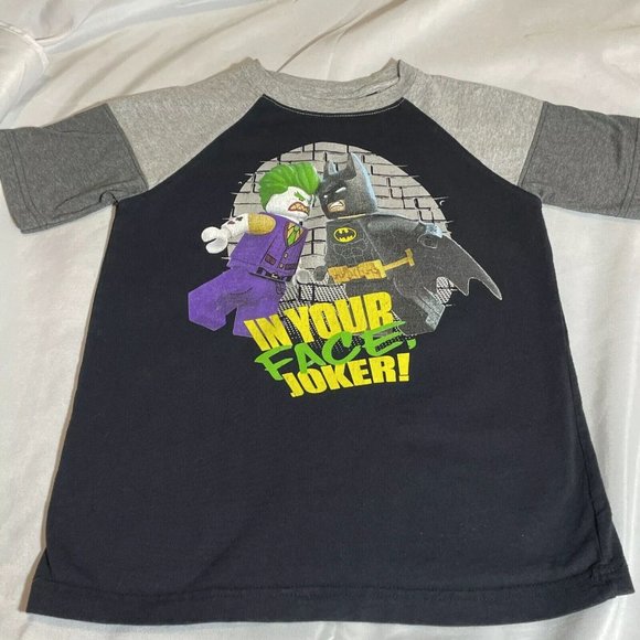 LEGO BATMAN BOYS SZ 8 IN YOUR FACE JOKER Licensed Short Sleeve Retro Cotton Tee - Picture 1 of 6